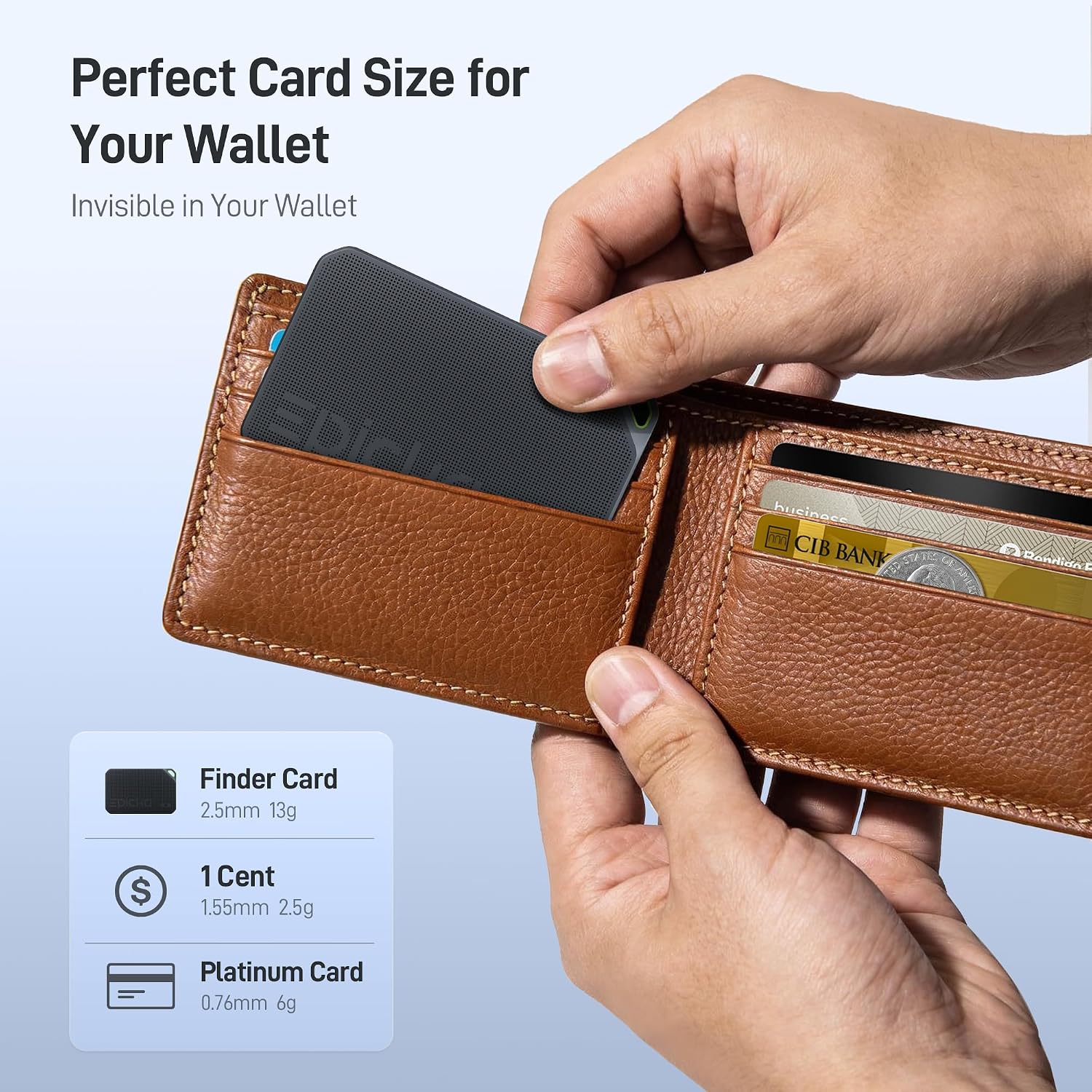 Epicka Wallet Tracker, Tagie Slim Finder Card for Apple Find My, MFi Certified, 6-8 Year Battery & IP67 Water Resistant, NFC & Bluetooth Item Locator for Keys, Bags, Passport, iOS Only, 2 Pack, Black