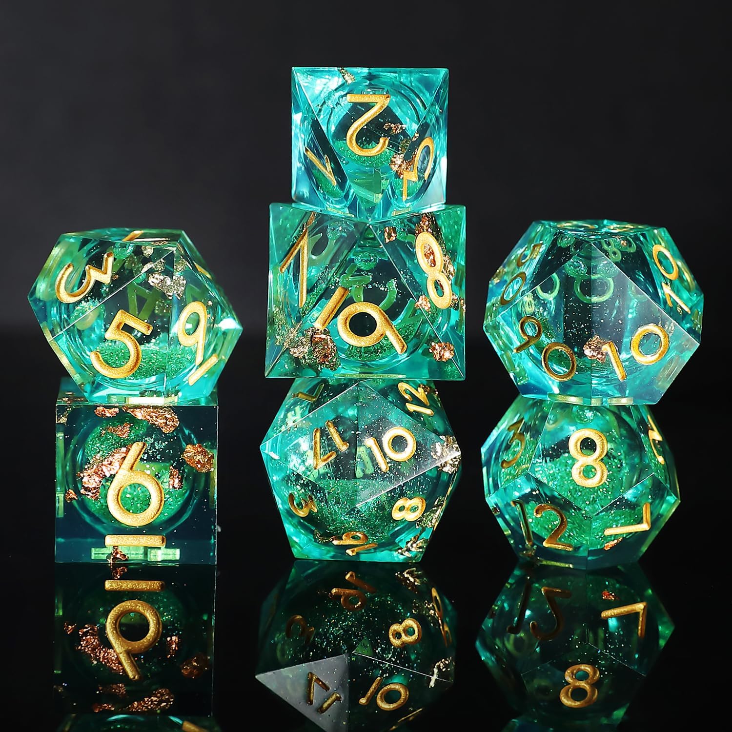 DND Dice Set with Liquid Core Quicksand,Dungeons and Dragons D&D Resin Dice Handmade