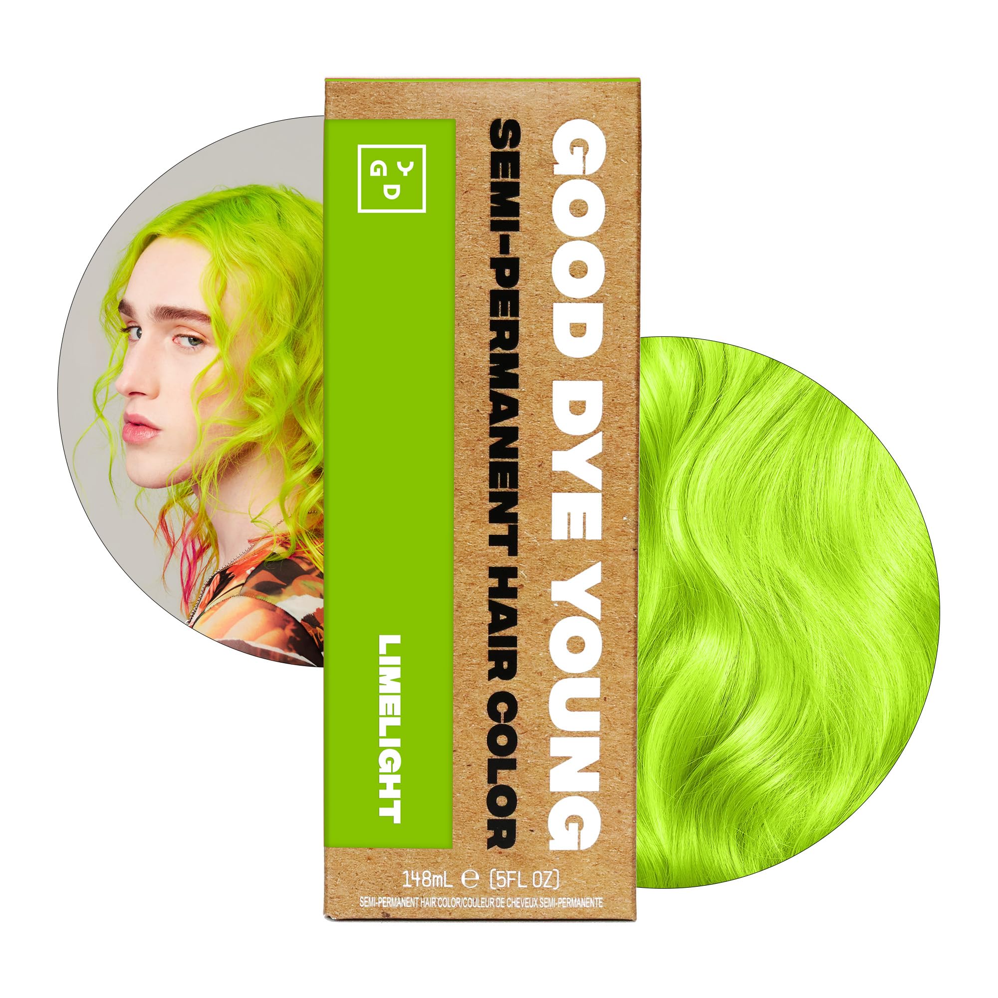 Good Dye Young Semi-Permanent Neon Green Hair Dye, 5 FL OZ, Limelight, Vegan
