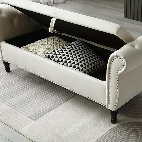 Miniatura 6 de Holaki Contemporary Design - Banco otomano de almacenamiento, color beige, madera