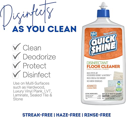 Miniatura 2 de Quick Shine Limpiador desinfectante para suelos de 27 onzas, paquete de 6 | Desinfectante a nivel hospitalario mata el 99.9% de gérmenes y bacterias