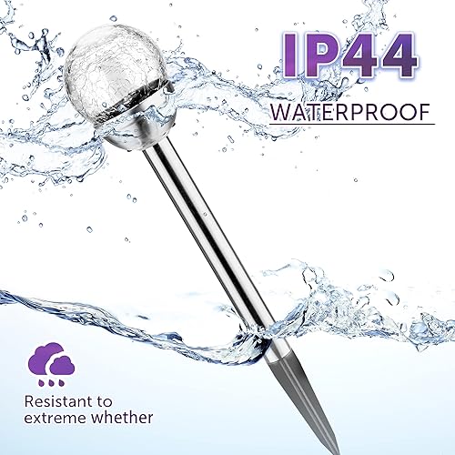 Miniatura 4 de GIGALUMI Luces solares para exteriores, bola de vidrio agrietado, luces solares de jardín, luces que cambian de color al aire libre, luces LED de