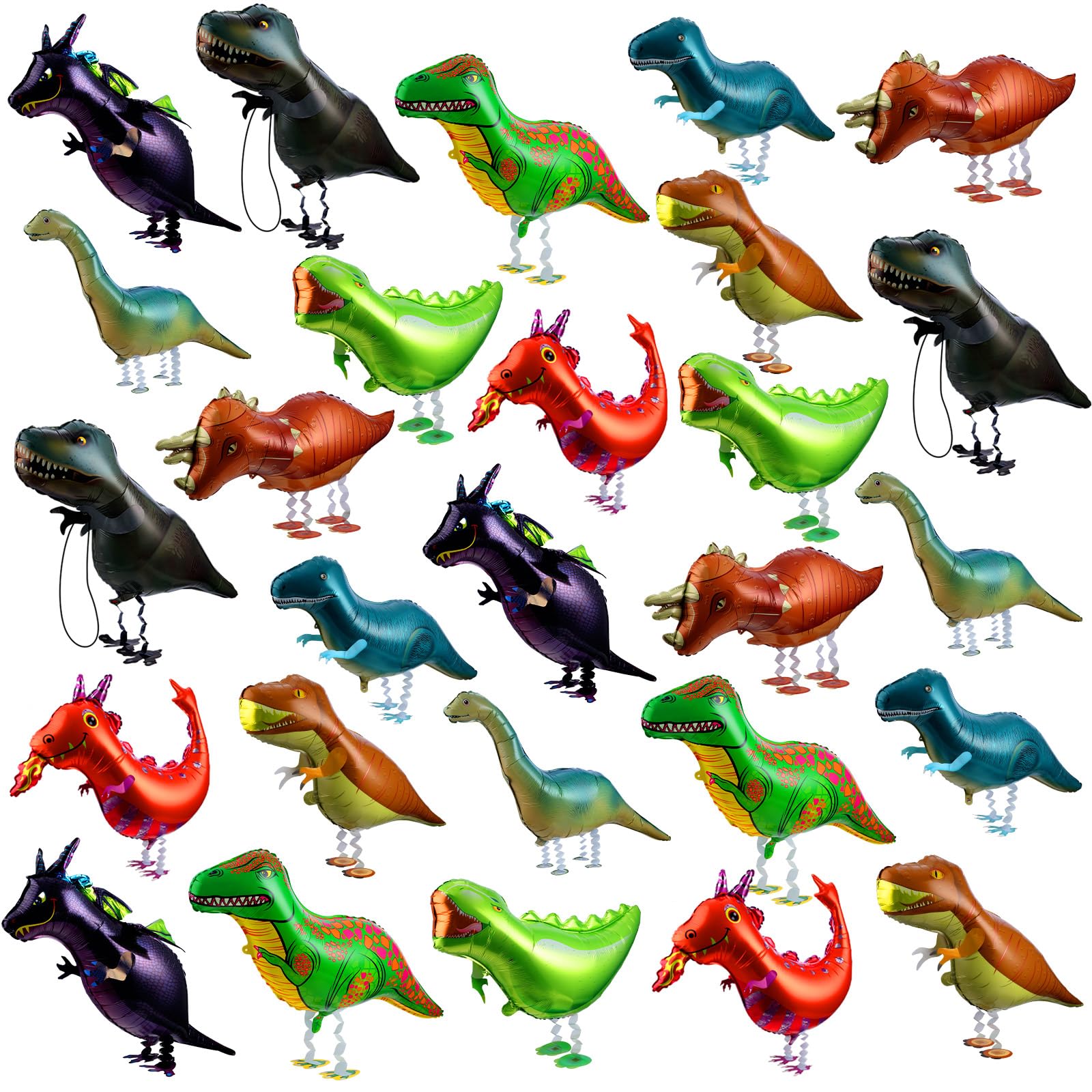 Photo 1 of Sumind 27 Pcs Walking Dinosaur Balloons Large Cartoon Walking Animal Dino Balloon Helium Foil Balloons Dino Balloon for Animal Dinosaur Theme Birthday Boys Girls Party Favors and Shop Decoration