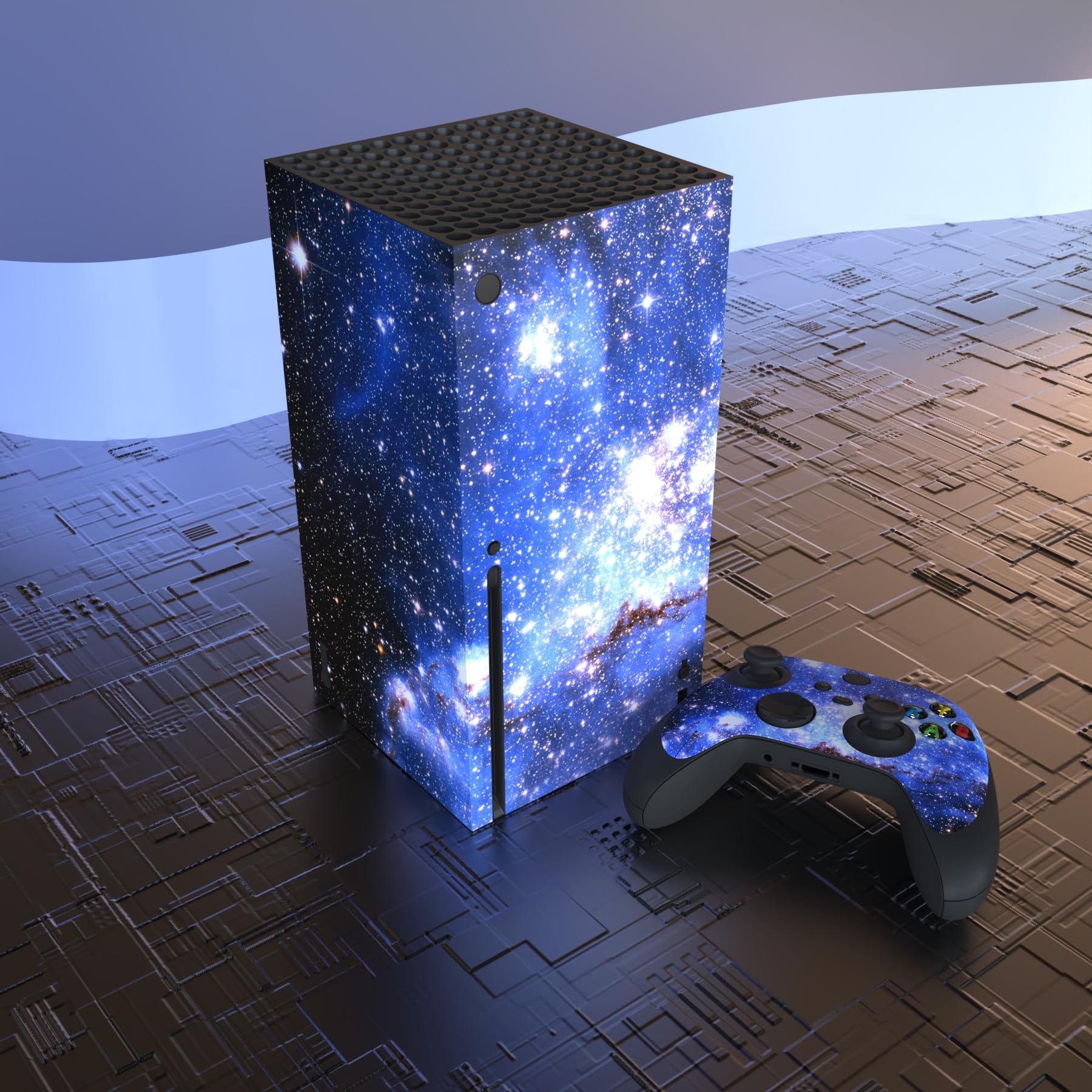 PlayVital The Starry Night Custom Vinyl Skins for Xbox Series X, Wrap Decal Cover Stickers for Xbox Series X Console Controller - 4