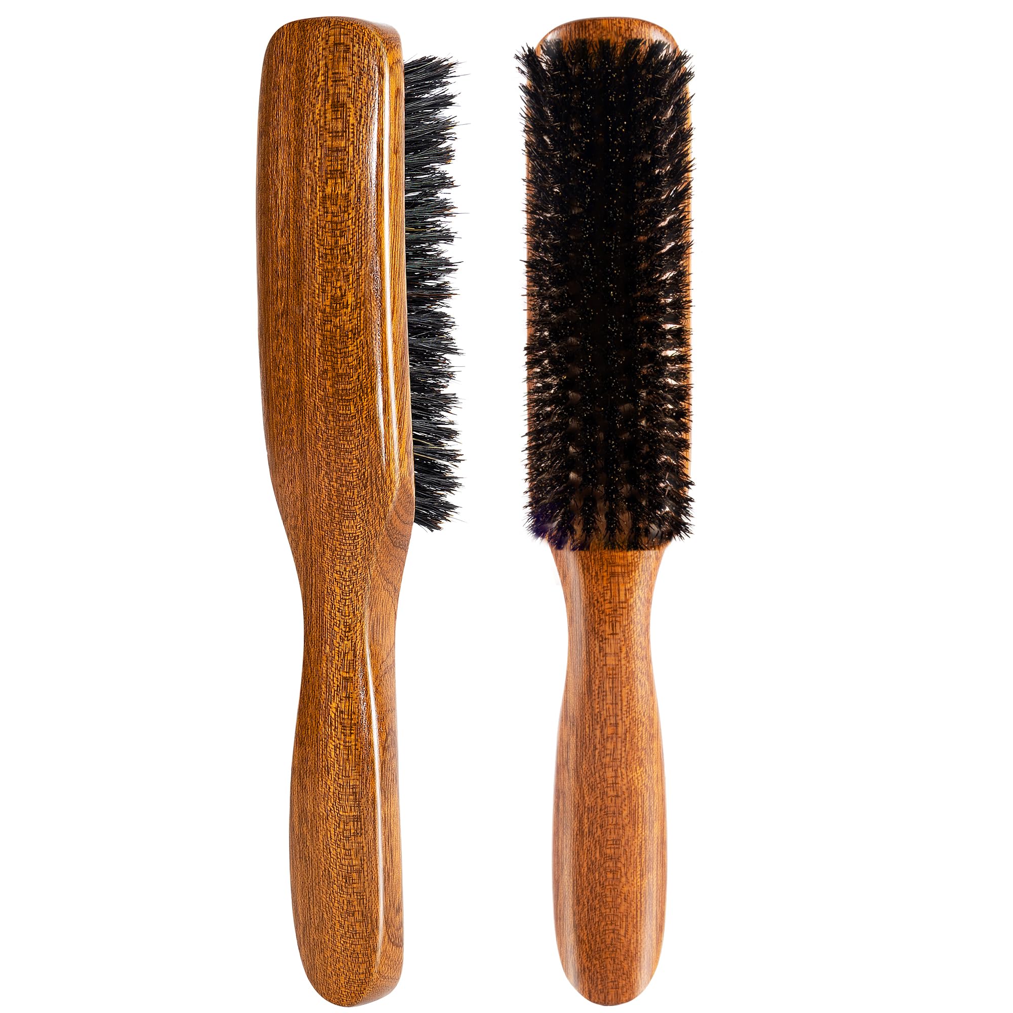 STYLEMATE Sapeli-Haarbürste aus Wildschweinborsten für Damen und Herren, weiche glatte Rückseite, Haarbürste für dünnes und feines Haar, glättende Haarbürste zum Polieren, Vertiefen und Stylen