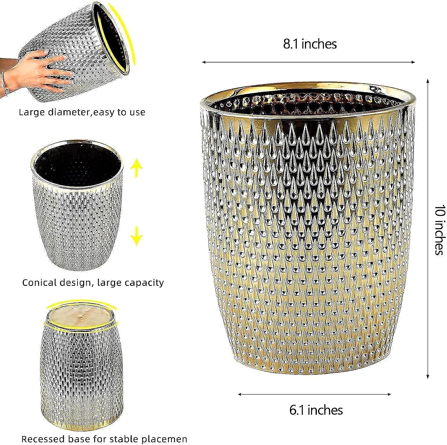 Bathroom Accessories Set 5 Piece Bath Ensemble Includes Trash Can,Toothbrush Holder,Toothbrush Cup,Soap Dispenser,Soap Dish for Decorative Countertop and Housewarming Gift, Yellow