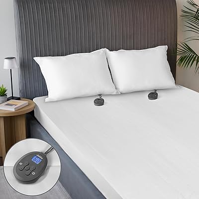 Sunbeam Electric Heated Mattress Pad Queen 80" x 60" 12 Heat Settings 12-Hour Auto Shut-Off Fast Heating Soft Cozy Fabric Deep Pocket Skirt Machine Washable