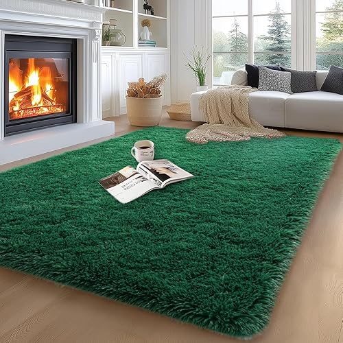 Miniatura 61 de Alfombras de área de 6 x 9 pies para sala de estar, alfombra azul grande y esponjosa para dormitorio, alfombras suaves y peludas para dormitorio de