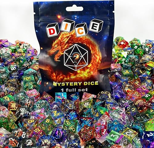 Miniatura 7 de HAOMEJA Juego de Dados Misterio DND de Resina  7 Piezas de Dados Poliédricos Aleatorios para D&D, RPG, MTG  Accesorios Únicos y Coleccionables para