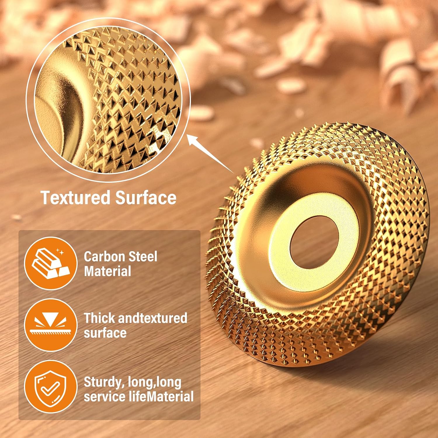 BURMONG 6PCS Wood Carving Disc Set for 4" & 4-1/2" Angle Grinder, Wood Shaping & Grinding Wheel Kit with Flat, Bevel & Curved Discs for Woodworking