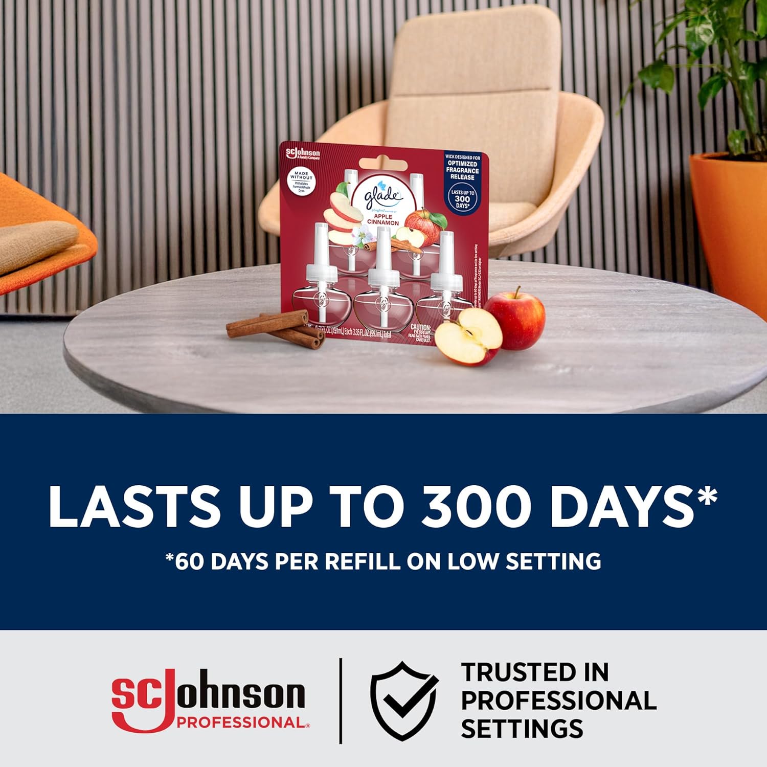 Glade PlugIns Refills Air Freshener, Scented and Essential Oils for Home and Bathroom, Apple Cinnamon, 3.35 Fl Oz, 5 Count (Pack of 5), 25 Refills Total