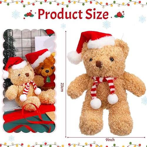 Miniatura 2 de Liliful 6 piezas de animales de peluche de Navidad de 9 pulgadas con sombrero de Navidad, bufanda, suéter, osos de peluche suaves a granel para