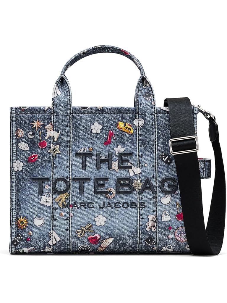 Blue Marc Jacobs The Trompe L'oeil Trinket Canvas Medium Tote Bag