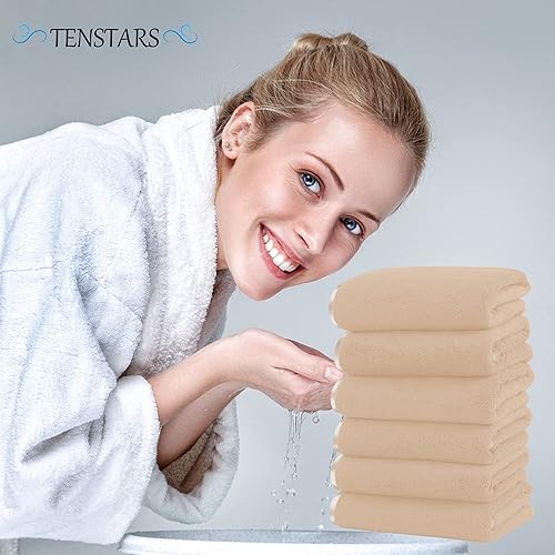 Vista 179 de TENSTARS - Toallas de mano para baño con dobladillo de seda, secado rápido, toalla absorbente de microfibra ultrasuave para baño, fitness, gimnasio
