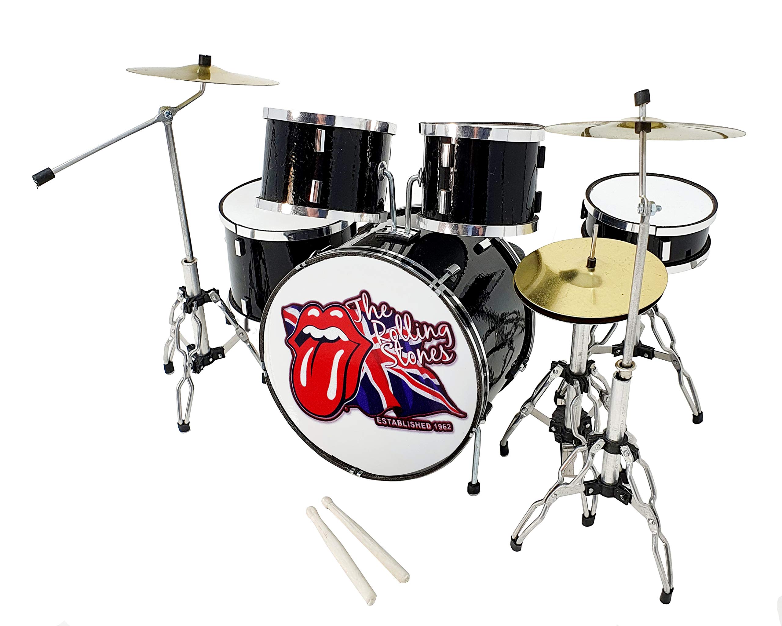 MINIATURA BATERÍA ACUSTICA NEGRO BRILLO MDR-0022 ROLLING STONES REGALO MUSICAL ROCKMUSIC