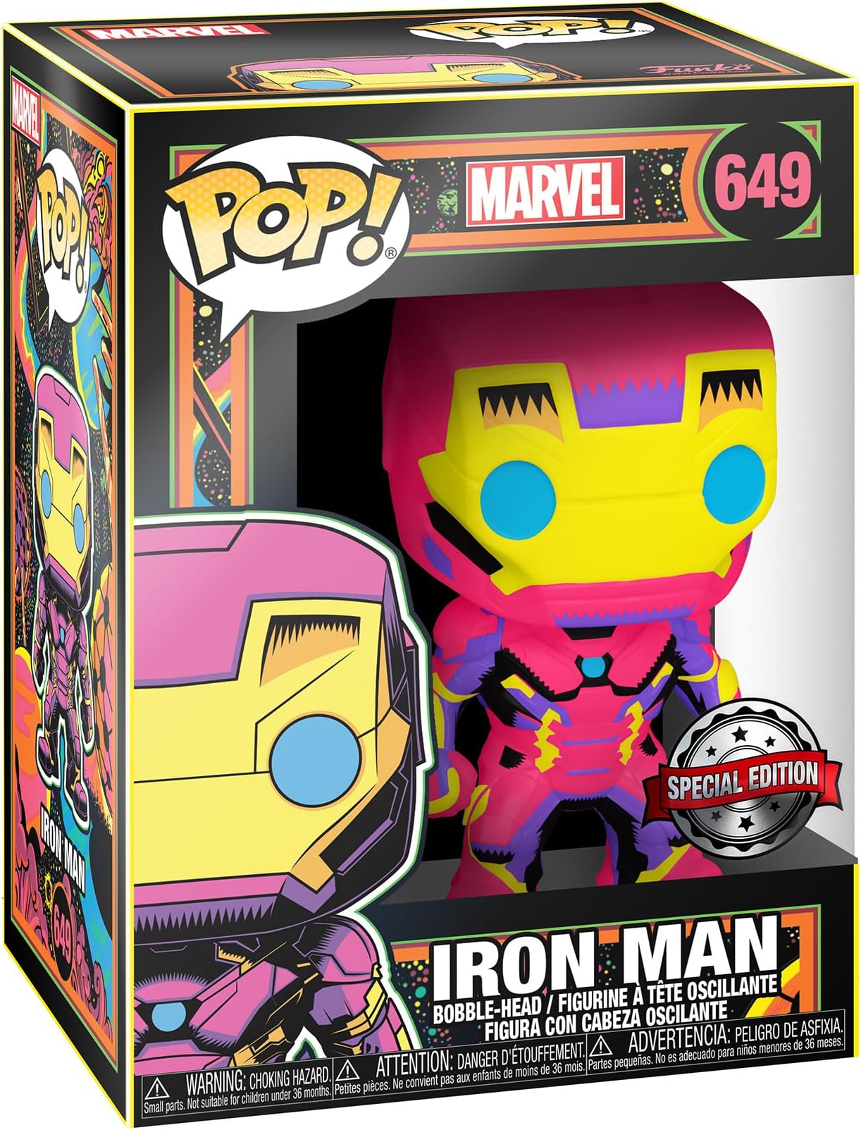 48846 Marvel Black Light Iron Man Collectable Toy, Multicolour