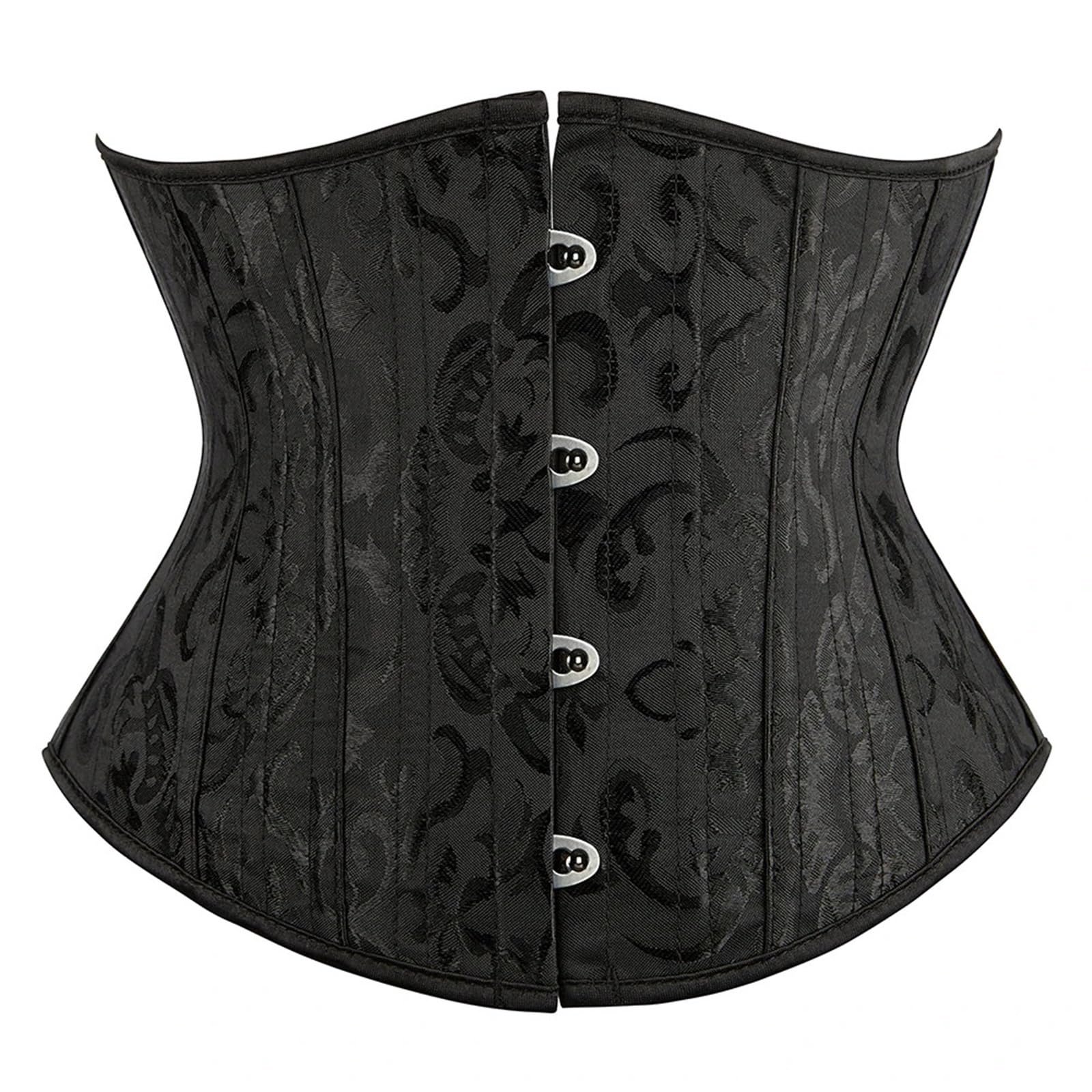 Lyxygmv Women's Black Corsets Short Torso Underbust Corset 24 Steel Bones Jacquard Waist Cupless Corselet Shaper(S)