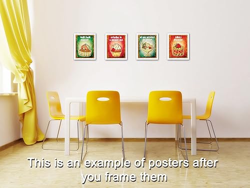 Miniatura 7 de Carteles de decoración de pared de 8 x 10 pulgadas de cupcakes y dulces. Juego de 4 carteles sin marco. Fabricado en Estados Unidos.