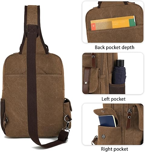 Miniatura 5 de Bolsa de mensajero vintage, mochila de lona para viajes, bolsa de hombro para hombre, bolsa de doble uso para transporte de mano y transporte cruzado