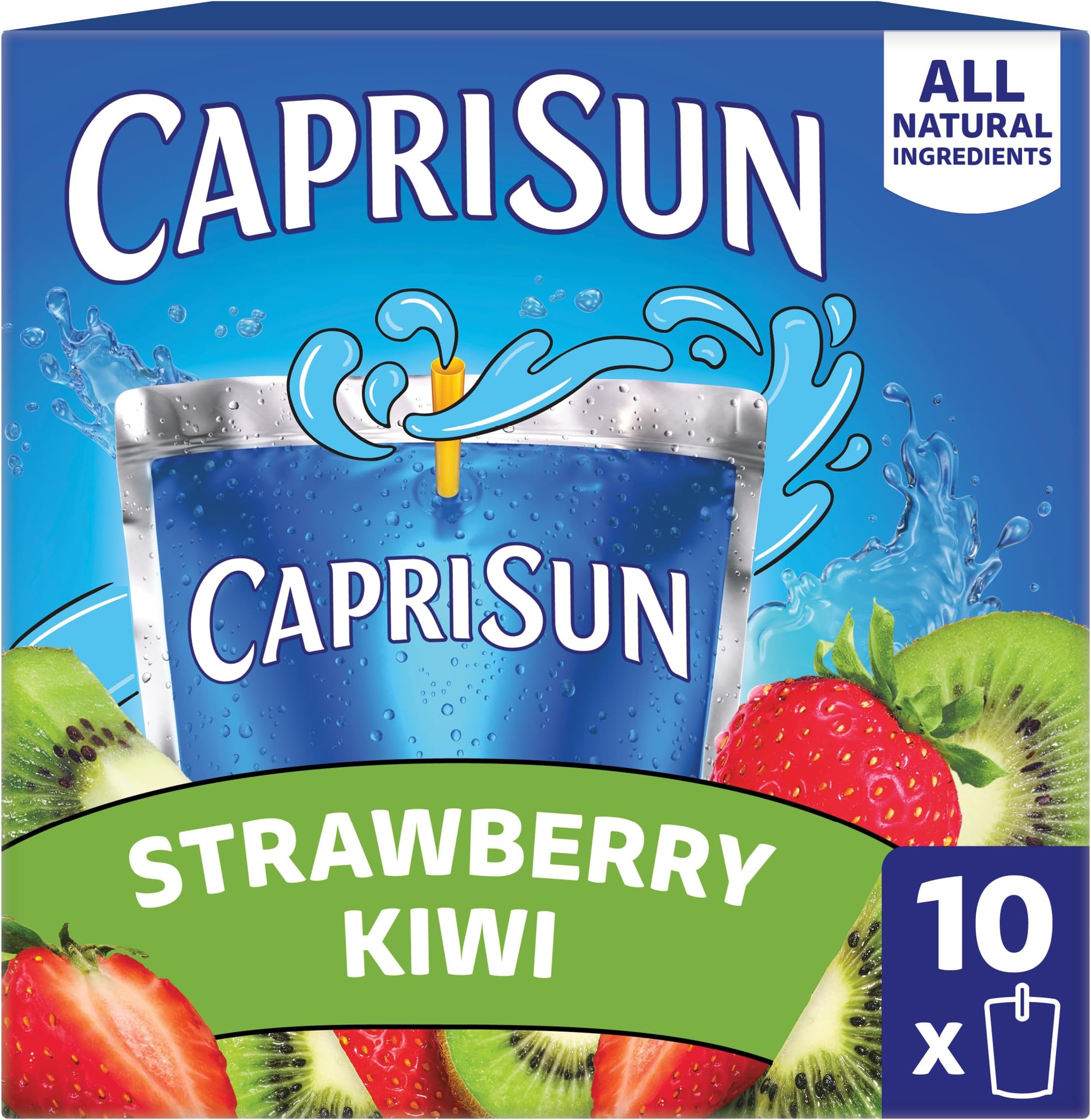 Flavored with Other Natural Flavor Juice Drink Blend, 10 Pouches, for School Lunches and On-the-Go Hydration, Strawberry Kiwi, All Natural Ingredients, 6 fl oz