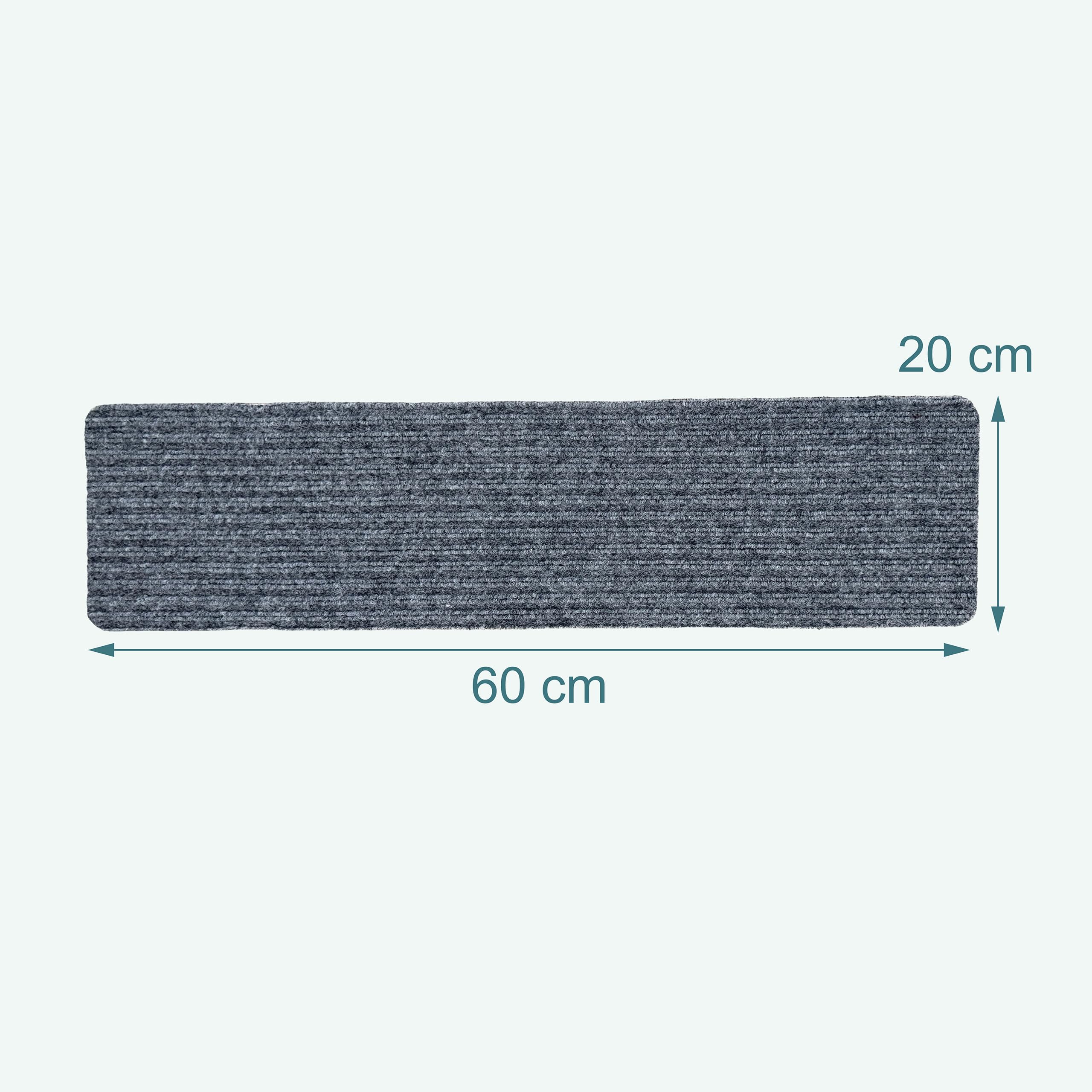 Relaxdays Lot de 16 Tapis d'escalier Auto-adhésifs Gris Clair 65 x 20 cm