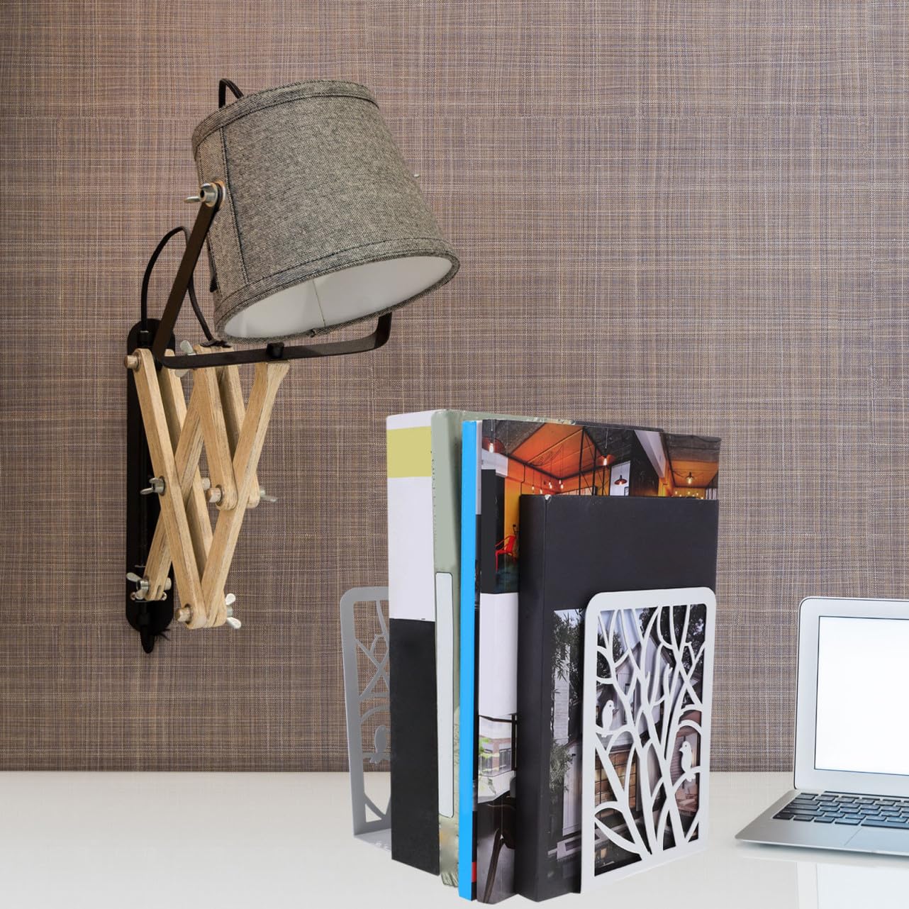 POPETPOP 2 pezzi Fermalibri in Metallo Resistente per Mensole e Scrivania Design e Stabile Supporto Libri Decorativo e Funzionale per Casa e Ufficio