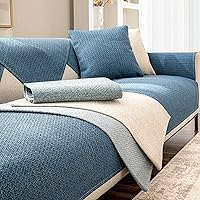 Vista 10 de Fundas para sofá de estilo japonés, fundas de sofá de tela de lino para sofá modular en forma de L, antideslizante, transpirable, protector de Beige