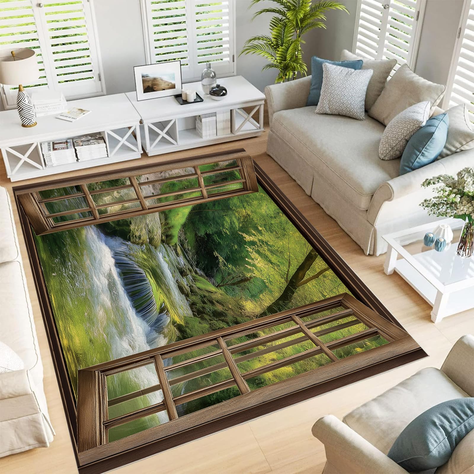 Alfombras suaves y esponjosas GDJSMIN de pelo grueso 90x180 cm con diseño de jungla