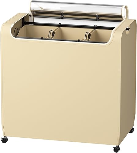 Miniatura 5 de Jewem Lagre - Carrito clasificador de ropa sucia de 150 L, cesta de lavandería de 3 secciones con ruedas, clasificador de ropa rodante con tapa,