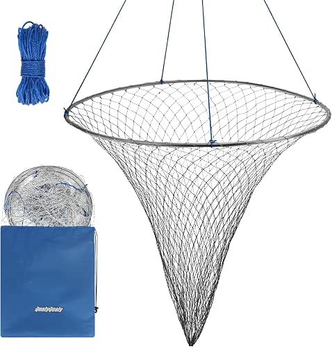 QualyQualy Large Bridge and Pier Fishing Net 32''/39'' Hoop, Foldable