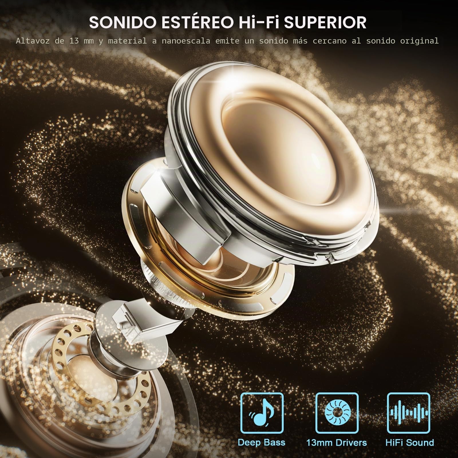 Auriculares Inalambricos Bluetooth, 2026 Auriculares inalámbricos 5.4 HiFi Estéreo, 48H Cascos Bluetooth con 4 ENC Cancelacion Ruido HD Mic, IP7 Impermeable Cascos Carga Rápida Tipo-C /Pantalla LED