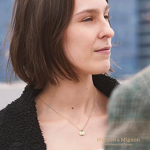 Miniatura 8 de MignonandMignon Collar personalizado con inicial de moneda pequeña, joyería delicada personalizada para mujer, regalo hecho a mano para ella,
