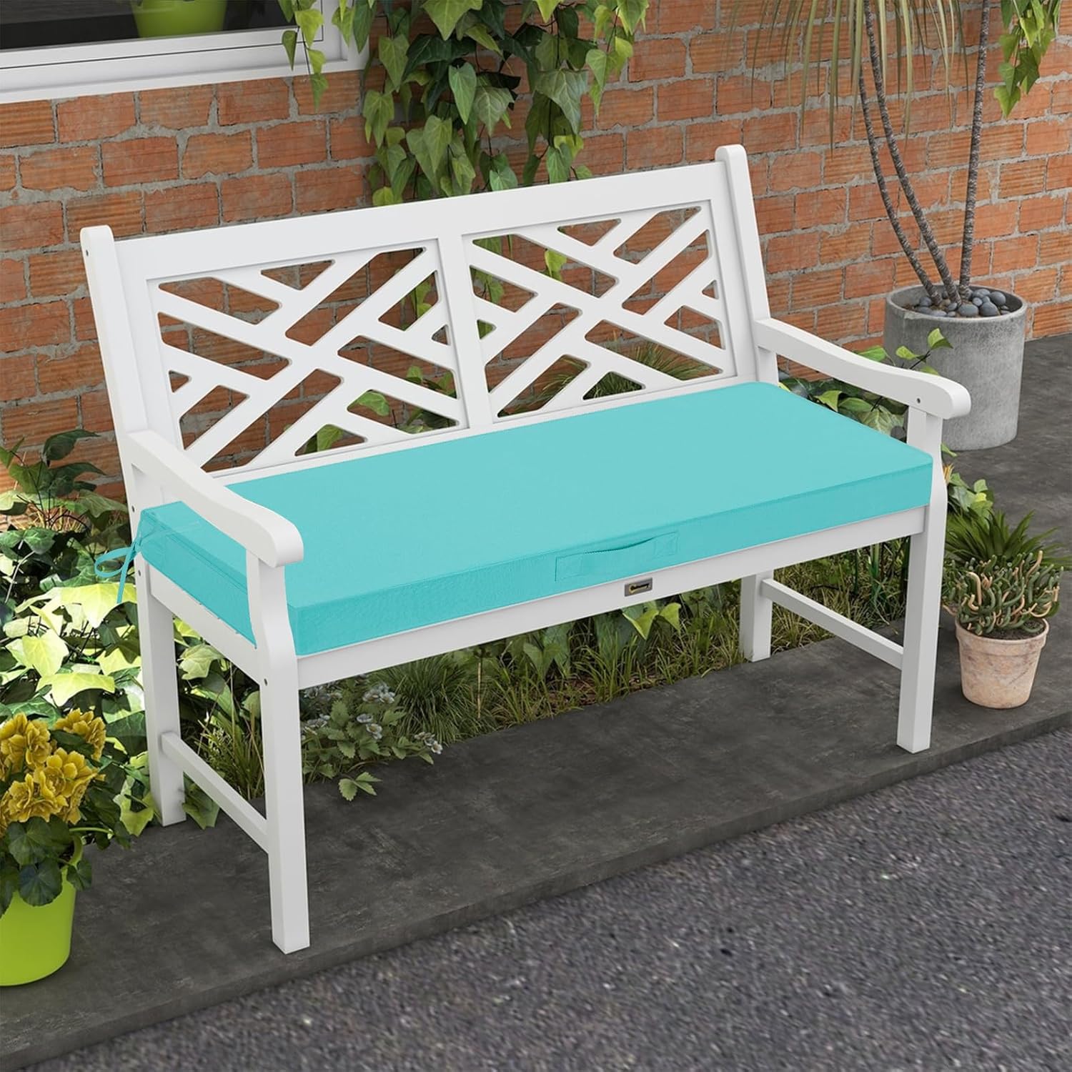 Outdoor Bench Cushion - 45" x 18" x 3" Bench Cushions for Outdoor Furniture, Non-Slip Outdoor Swing Cushions with Removable Cover, Patio Bench Cushion for Backyard Porch Settee (Teal)