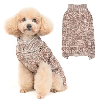 PUPTECK Dog Winter Sweaters - Classic Cold Days Dog Coat Knitted Clothes Soft Warm for Small Medium Large Dogs Indoor Outdoor Wearing