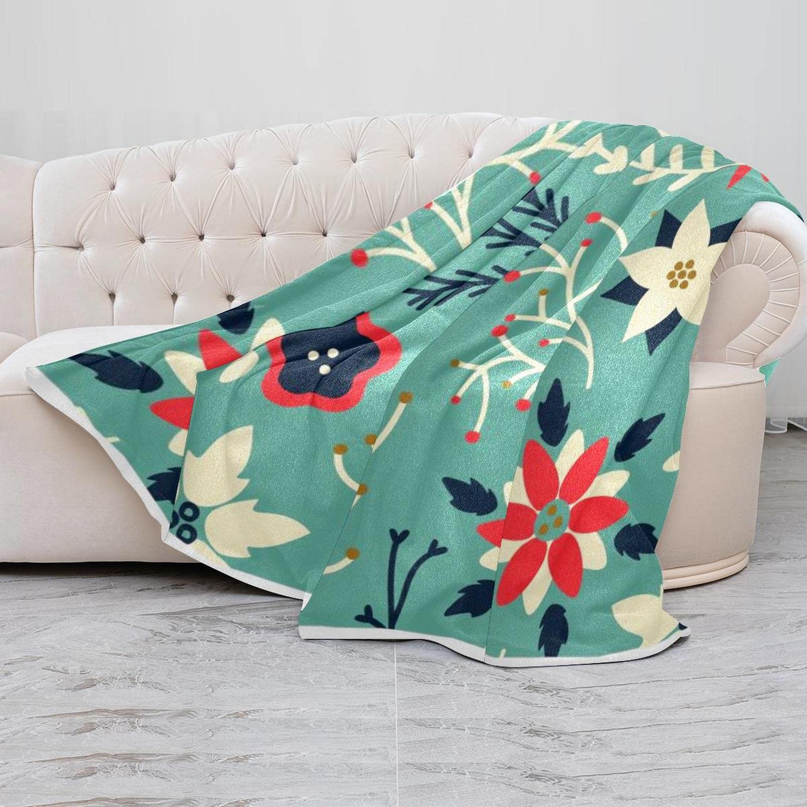 Manta de forro polar, súper suave y lujosa, con estampado navideño sin costuras (2)