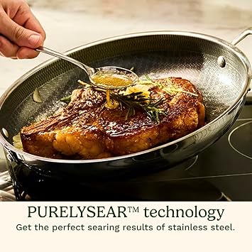 Cuisinart FusionPlus Hybrid Stainless Steel 4-Pc Skillet Cooking Set, 10 Inch and 12 Inch with Lids, PURELYSEAR Hybrid Searing Surface, Oven Safe, Cool Grip Handles, Induction Compatible