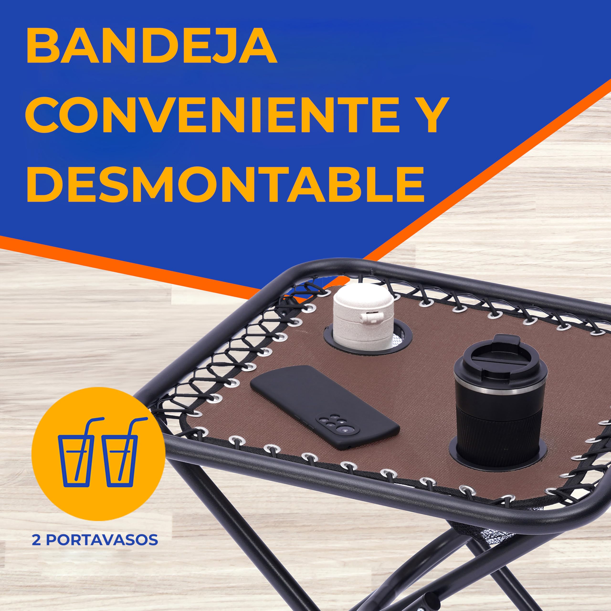 SereneLife sillas reclinables de Exterior, Set de 2, Tumbonas de Malla de Acero, con Almohada Desmontable, Portavasos, Plegables, Ajustables, Portatiles, Zero Gravity, Camping, Patio, Piscina o Playa