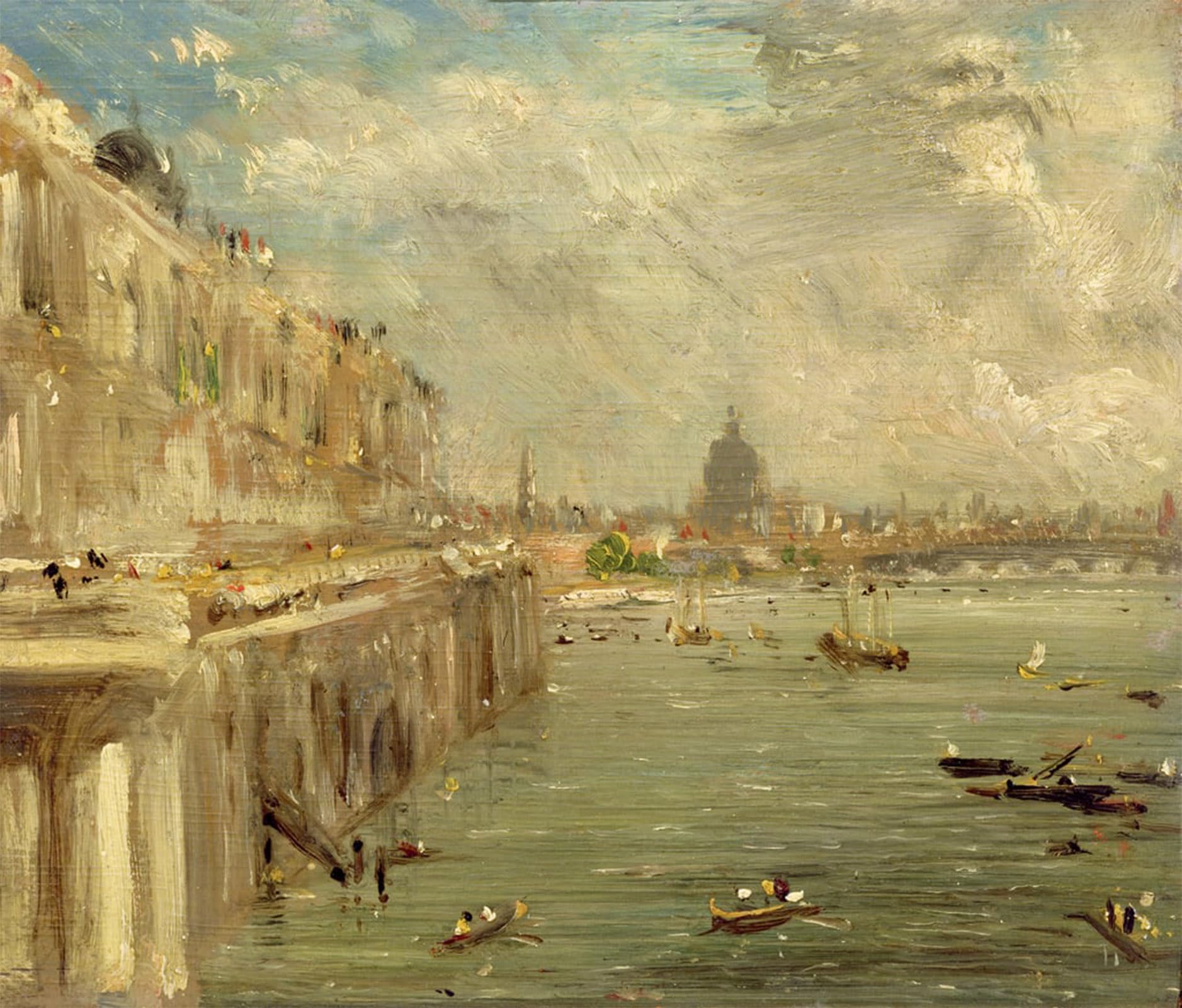 SERENDIPITP Retro Picture Poster Wall Art Pictures Painting Somerset House Terrace From Waterloo Bridge by John Constable Wall Art Canvas Print for Wall Decor 60x90cm