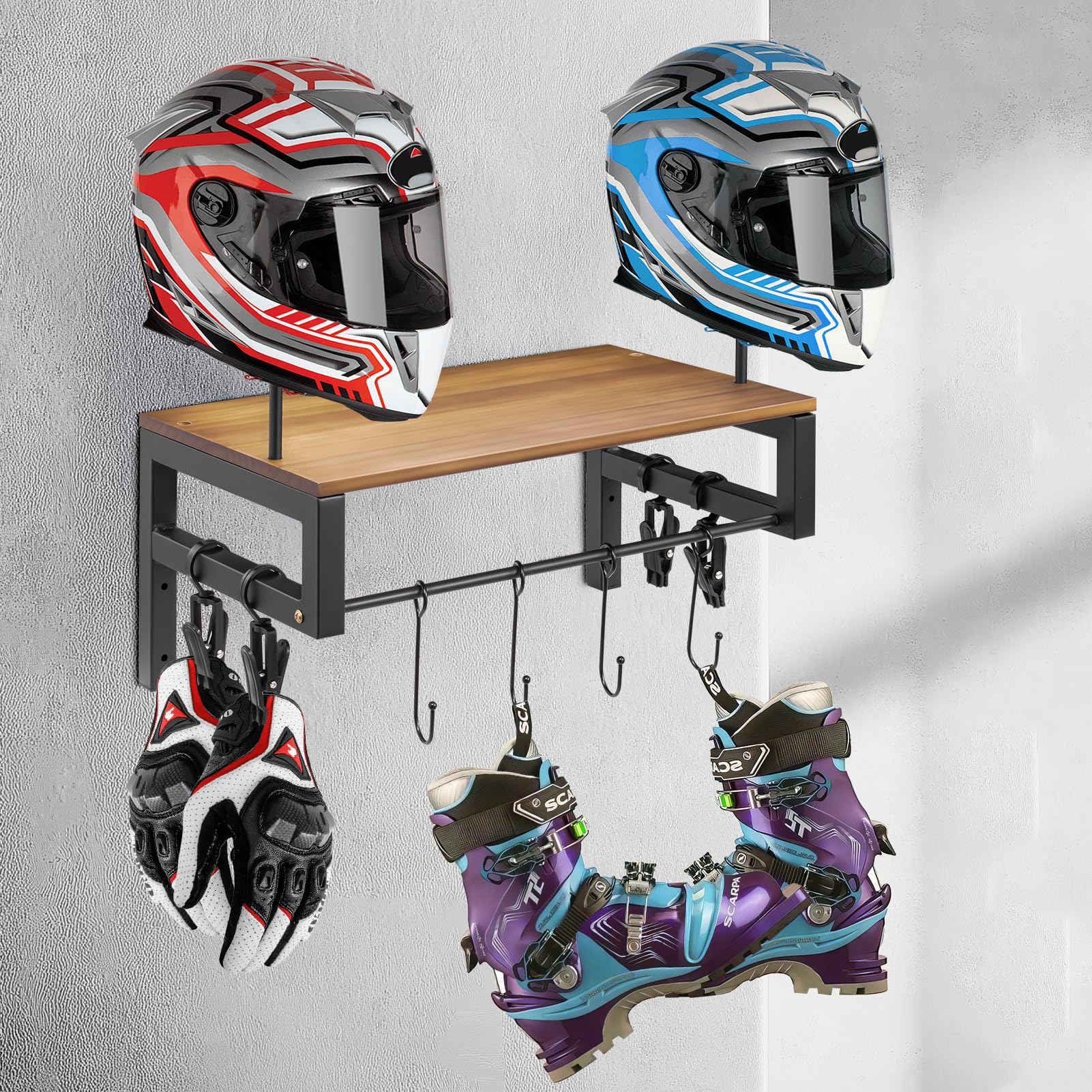 Eupdd Helmhalterung Wand-Set 4-tlg. - Edelstahl Halter Für Motorradhelm & Zubehör