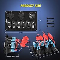 Vista 5 de Nilight - Panel de interruptor basculante de 6 bandas con grabado láser en aluminio, barra de luz LED con encendedor de cigarrillos y cargador USB