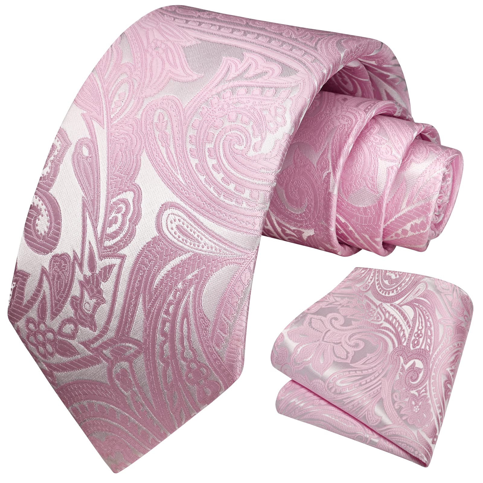 HISDERN Paisley Floral Corbata para hombre y juego de bolsillo cuadrado para boda business professional classic