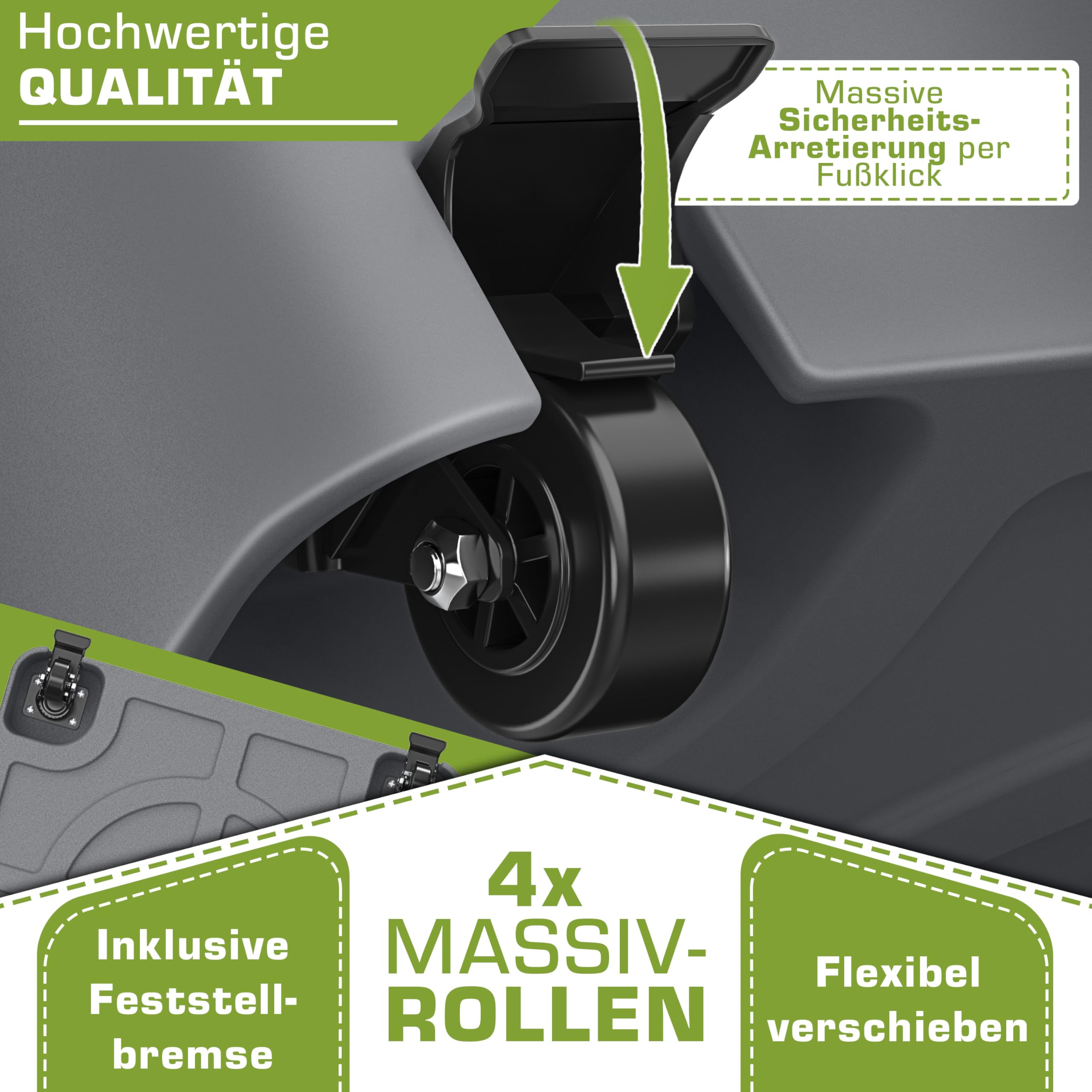 tillvex® Sonnenschirmständer PAVERA mit Rollen & Bremsen | Schirmständer befüllbar 37 Liter/56 kg | Schirmgewicht Sonnenschirm & Marktschirm Ø1,8-3,7m | Rollbar, wetterfest & UV-beständig (Anthrazit)