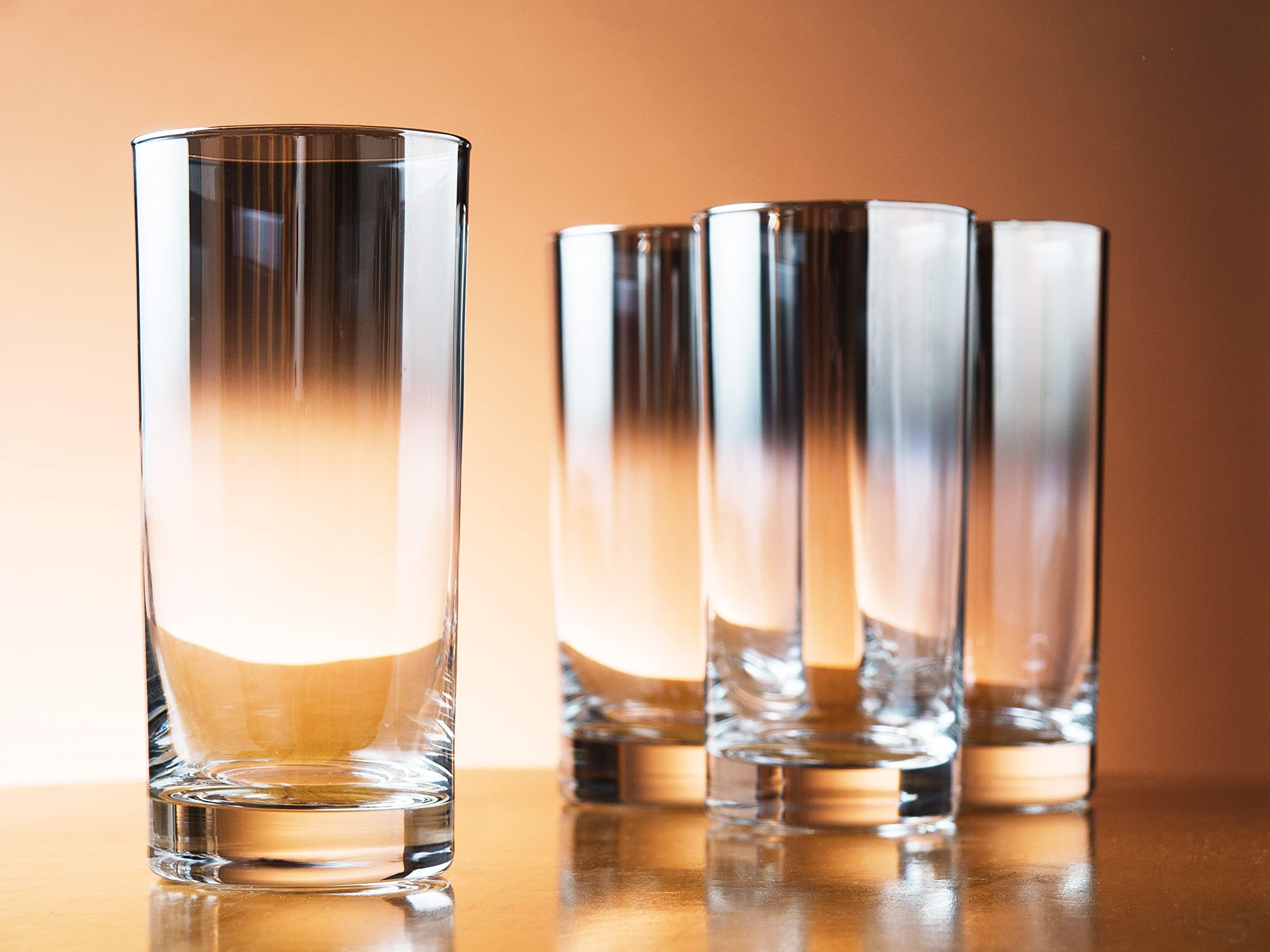 Barski Highball-Glas – Trinkgläser – geräuchert – für Wasser, Saft, Wein, Bier und Cocktails – Set mit 4 – 340 ml – hergestellt in Europa