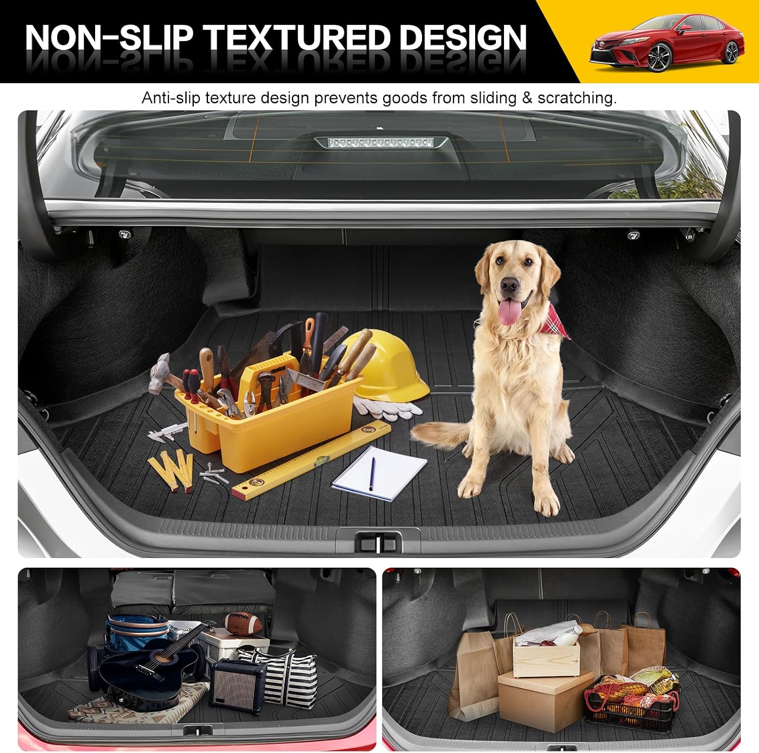 Trunk Mat for 2018-2025 Toyota Camry & 2019-2022 Toyota Avalon Rear Cargo Mat All Weather Protector Trunk Liner for 18-25 Camry Hybrid/L/LE/SE/TRD/XLE/XSE &19-22 Avalon Accessories