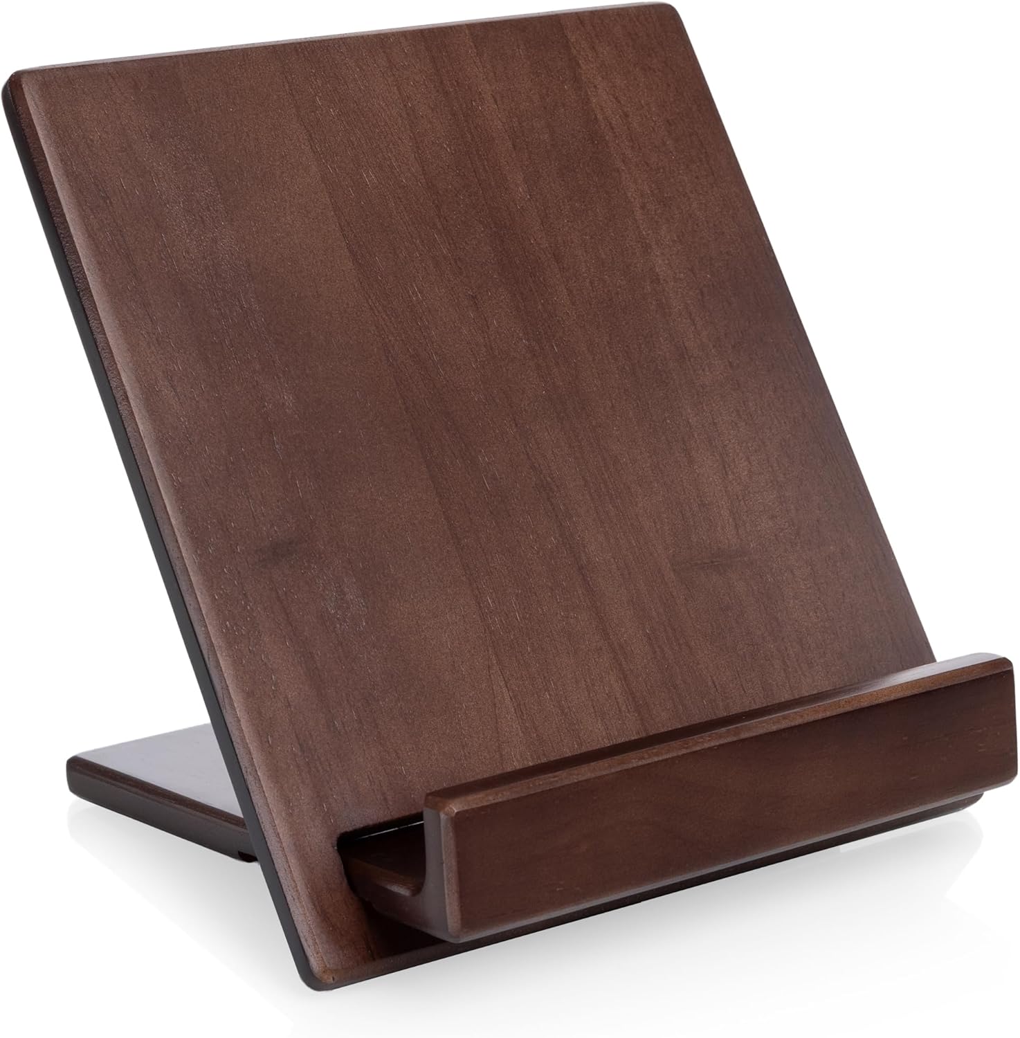 PICNIC TIME Cookbook Tablet Stand, Cook Book Stand with Three Adjustable Positions, Easy to Assemble Recipe Book Holder, Foldable Cookbook Holder for Kitchen Counter, (Stained Parawood)