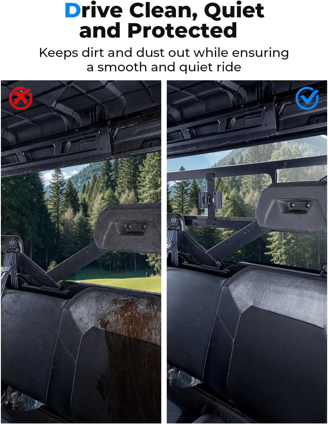 KEMIMOTO UTV Sliding Glass Rear Window Compatible with Polaris Ranger 1000 900 570 XP Crew Fullsize 2013-2025 2026, Vented Scratch-Resistant UV-Proof Back Windshield Fit Roof Accessories Parts - Image 4