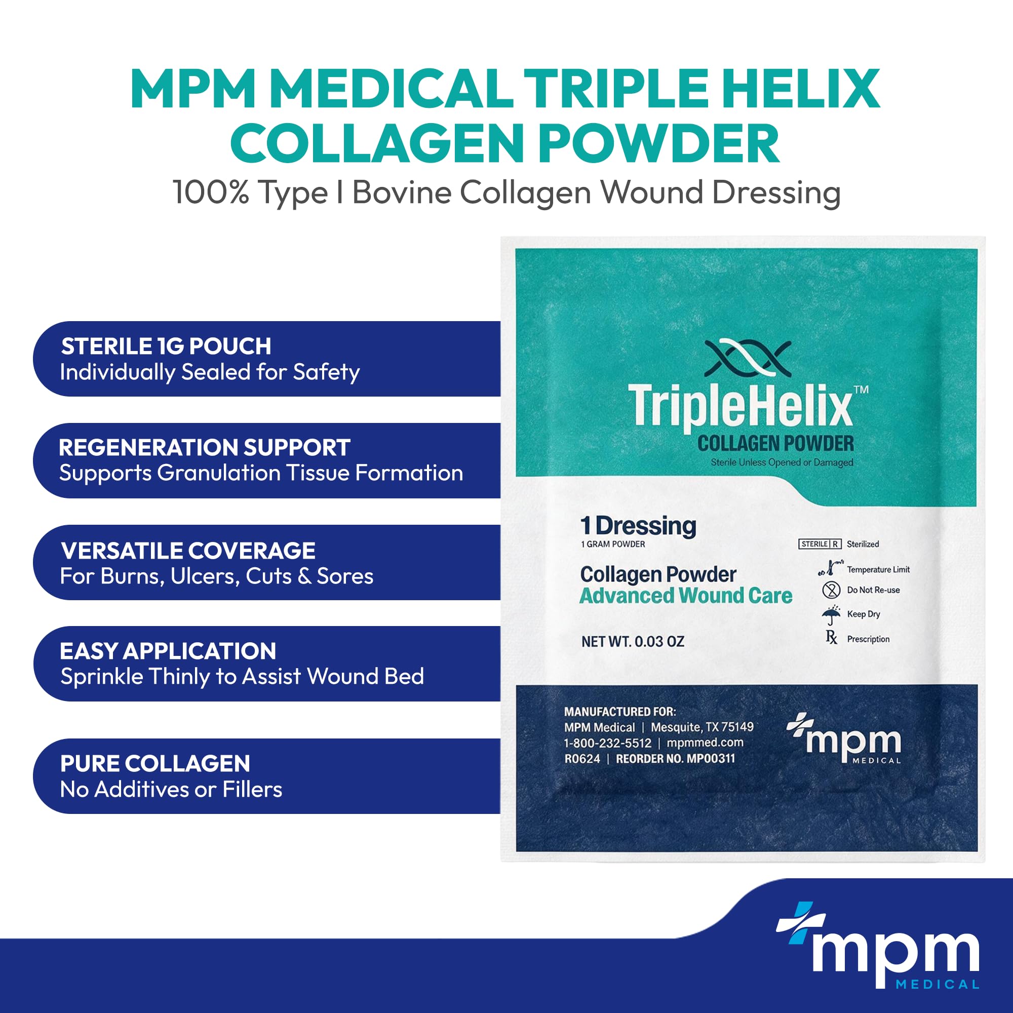 TripleHelix Collagen Powder for Wounds, Type I Bovine, Diabetic, Pressure — Amazon image 2