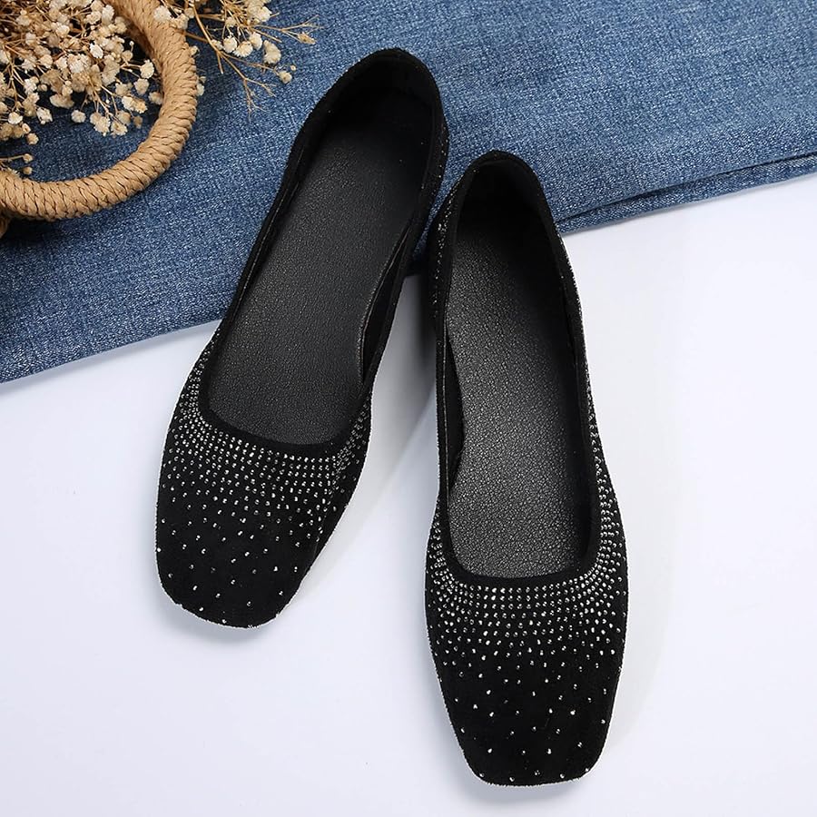 【PORTERNA】Bear Two Way Square Flat Shoes Amazon.com | Flat Shoes for Women Square Toe Ballet Flats