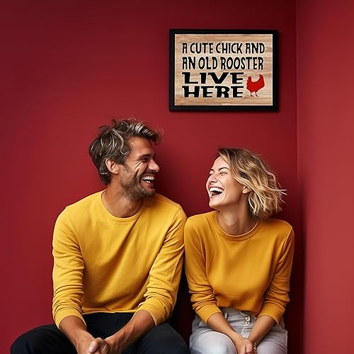 Miniatura 3 de Cute Chick & Old Rooster Live Here - Funny Rustic Chicken Wall Decor, Retro Country Family Wall Art Print Ideal For Home Decor, Farmhouse Decor,