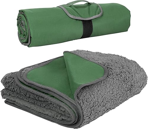 Miniatura 8 de Tirrinia Manta impermeable para exteriores, 51 x 59 pulgadas, tapete de vellón Sherpa para estadio, resistente al viento, para barco, viajes,